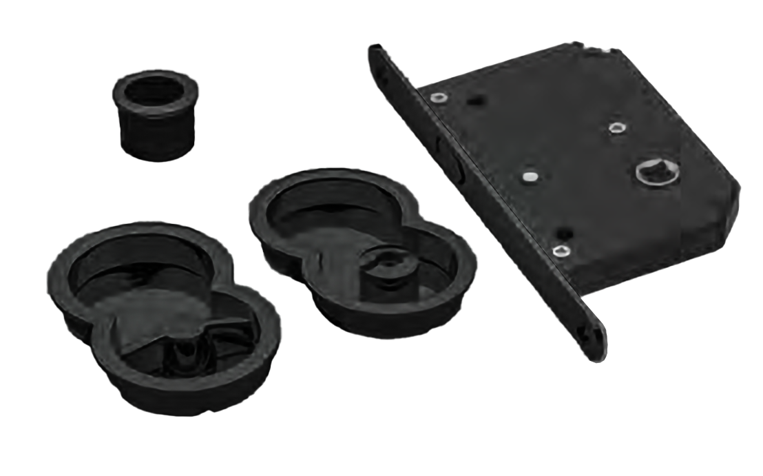 Ручки для раздвижных дверей INFINITY ART.85/B NERO с замком и заверткой, цвет - черный фото купить Владивосток