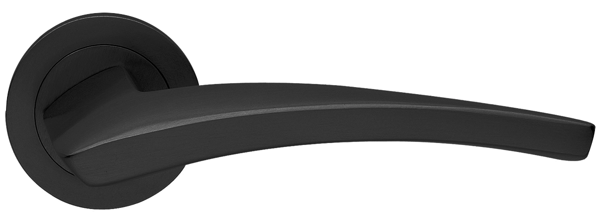 Ручка дверная WIND R2 NERO раздельная на круглой розетке, цвет черный, латунь фото купить в Владивостоке