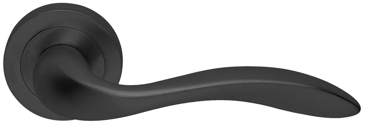 Ручка дверная LEON R2 NERO раздельная на круглой розетке, цвет черный, латунь фото купить в Владивостоке