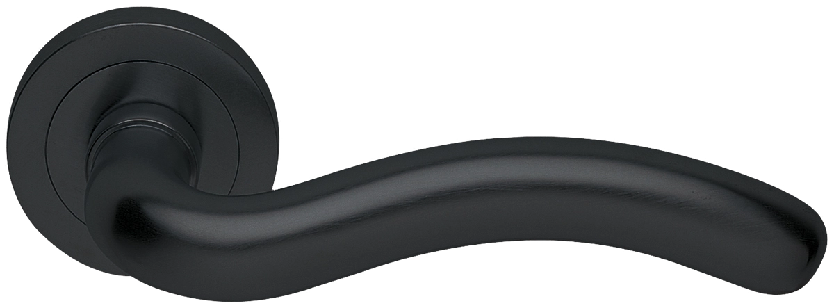 Ручка дверная SNAKE R2 NERO раздельная на круглой розетке, цвет черный, латунь фото купить в Владивостоке