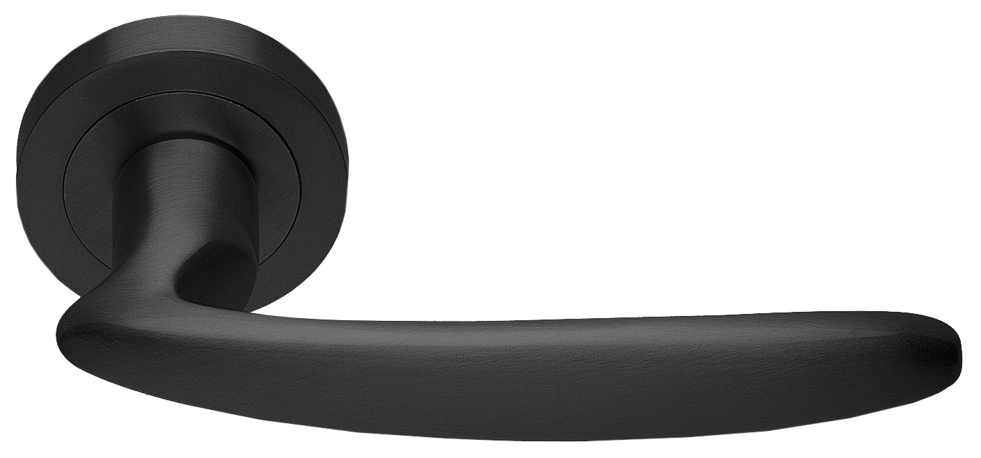 Ручка дверная FLAMINGO R2 NERO раздельная на круглой розетке, цвет черный, латунь фото купить в Владивостоке