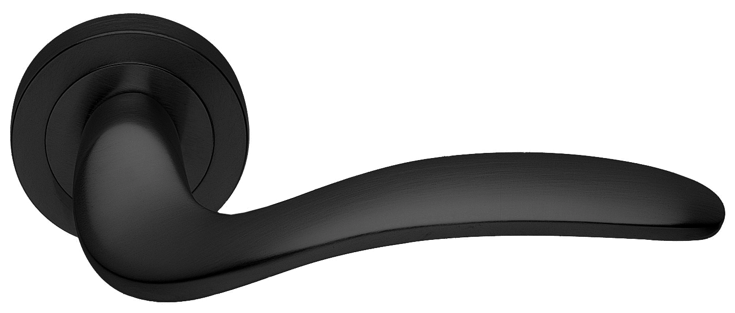 Ручка дверная COBRA R2 NERO раздельная на круглой розетке, цвет - черный фото купить в Владивостоке