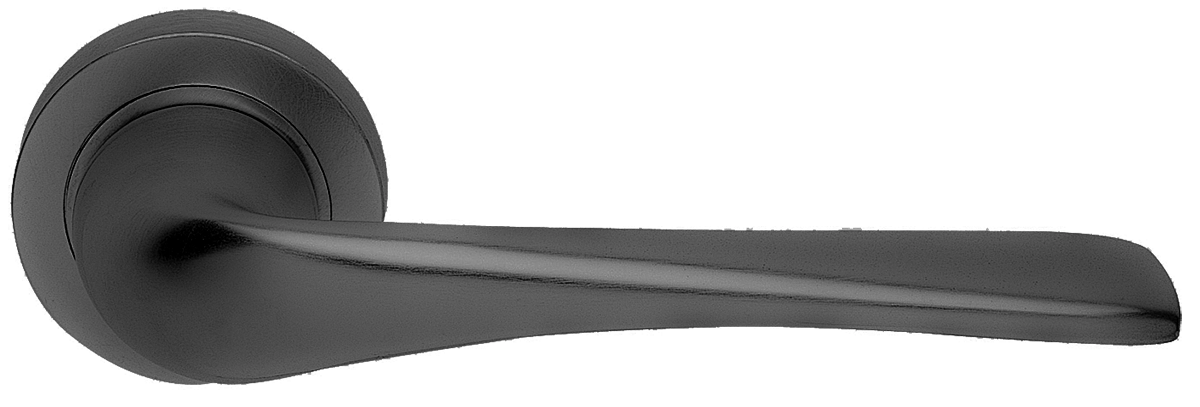 Ручка дверная LE MANS R2 NERO раздельная на круглой розетке, цвет черный, латунь фото купить в Владивостоке