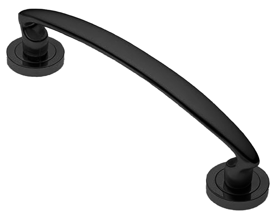 Ручка-скоба дверная FLAMINGO PH NERO на круглой розетке, цвет черный, латунь фото купить в Владивостоке