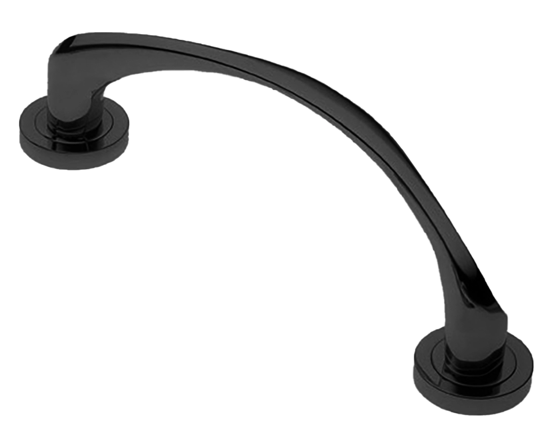 Ручка-скоба дверная COBRA PH NERO на круглой розетке, цвет черный, латунь фото купить в Владивостоке