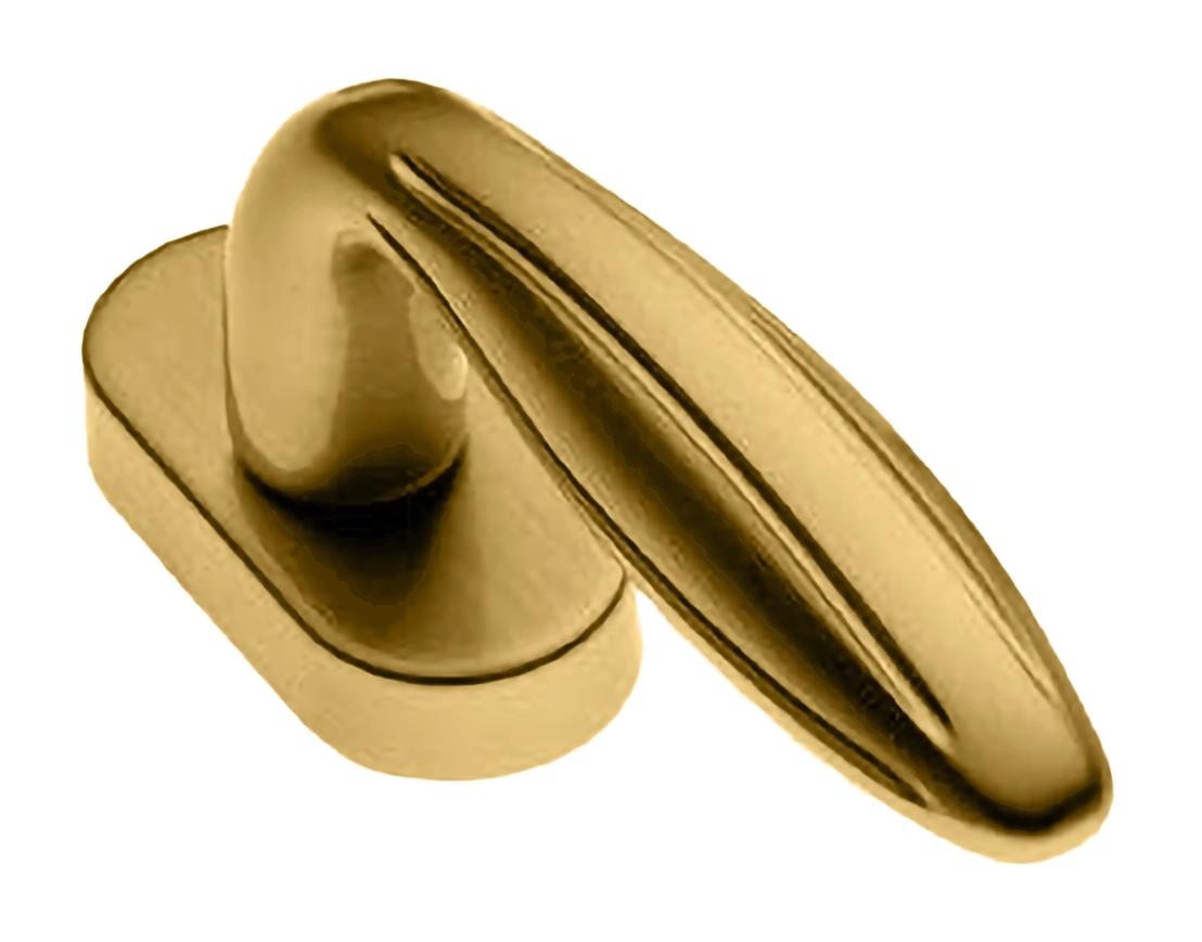 Ручка оконная BUD W1 OSA на прямоугольной розетке, цвет матовое золото, латунь фото купить в Владивостоке