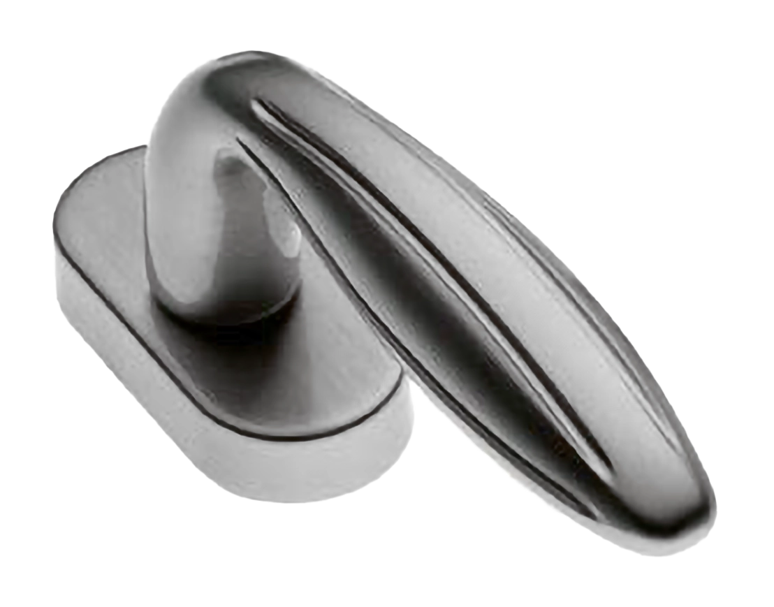 Ручка оконная BUD W1 CSA на прямоугольной розетке, цвет матовый хром, латунь фото купить в Владивостоке