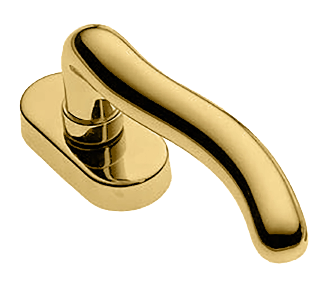 Ручка оконная SNAKE W1 OTL на прямоугольной розетке, цвет золото, латунь фото купить в Владивостоке