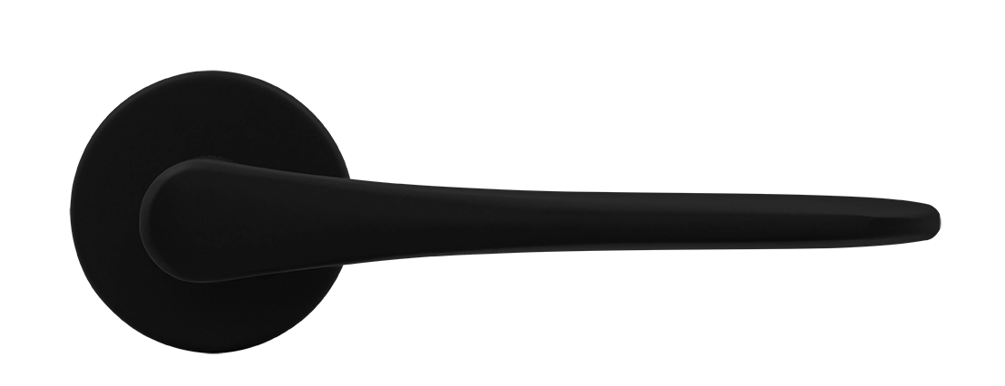 Ручка дверная AULA R5 NERO-ST на круглой розетке, цвет черный soft-touch, ЦАМ фото купить в Владивостоке