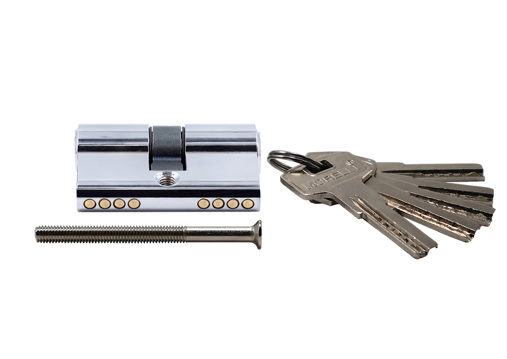 Ключевой цилиндр высокой секретности HS 50C PC (50мм), цвет хром фото купить в Владивостоке