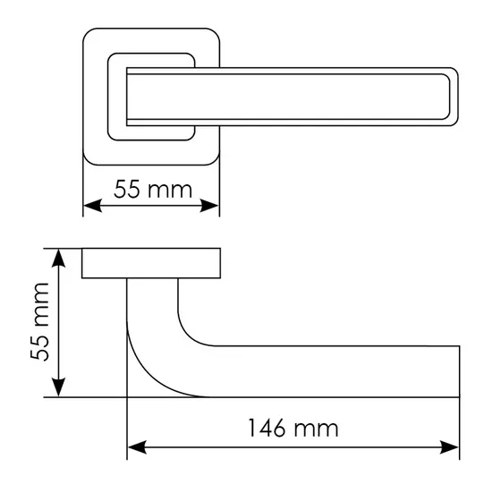 Комплект дверных ручек MH-46 SC/W-S55 + завертка сантехническая MH-WC-S55 SC/CP + защёлка бесшумная 1895P SC + петли врезные универсальные MSN 100X70X2.5-4BB SC (2шт), цвет хром фото купить в Владивостоке
