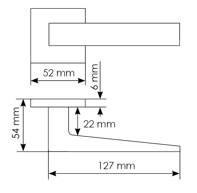 Комплект дверных ручек MH-54-S6 SSC + защёлка бесшумная M1895 SSC + петли врезные универсальные MSN 100X70X2.5-4BB SSC (2шт), цвет суперматовый хром фото купить в Владивостоке