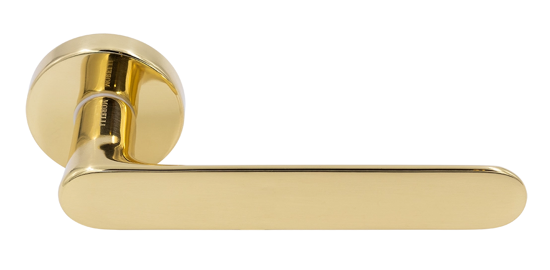 Ручка дверная LE BOAT R5 OTL раздельная на круглой розетке, цвет золото, латунь фото купить Владивосток