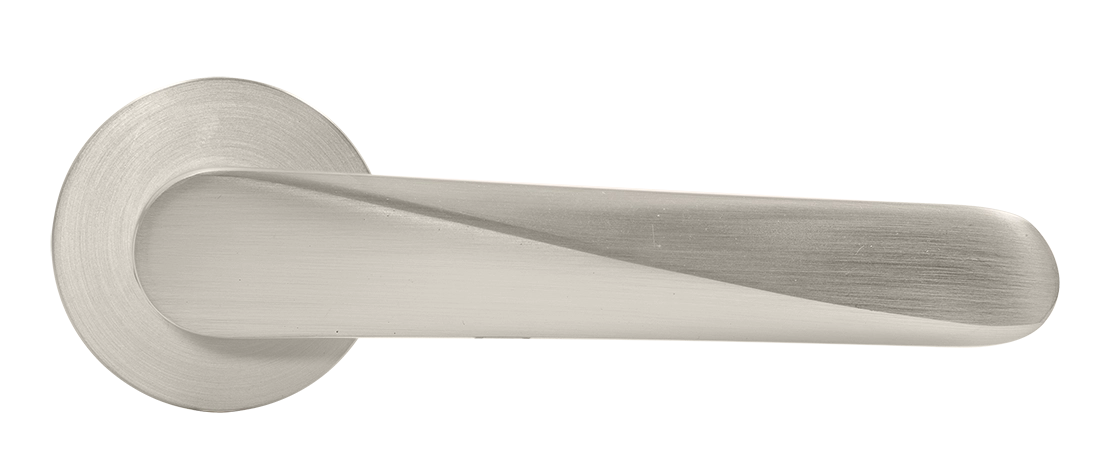 Ручка дверная CAYAN MH-58-R6 MSN раздельная на круглой розетке, цвет матовый сатинированный никель, ЦАМ фото купить в Владивостоке