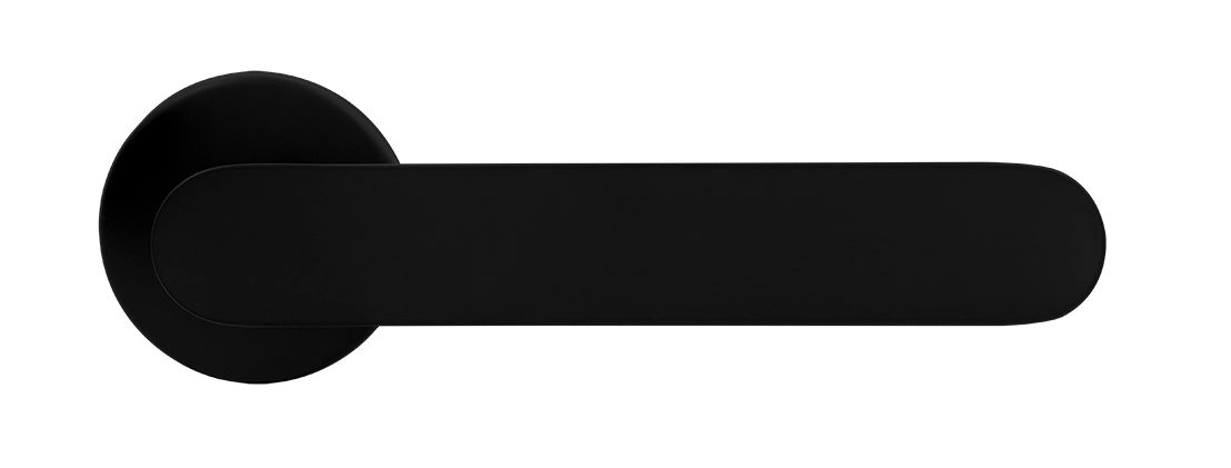 Ручка дверная LE BOAT R5 NERO-ST раздельная на круглой розетке, цвет черный soft-touch, латунь фото купить в Владивостоке