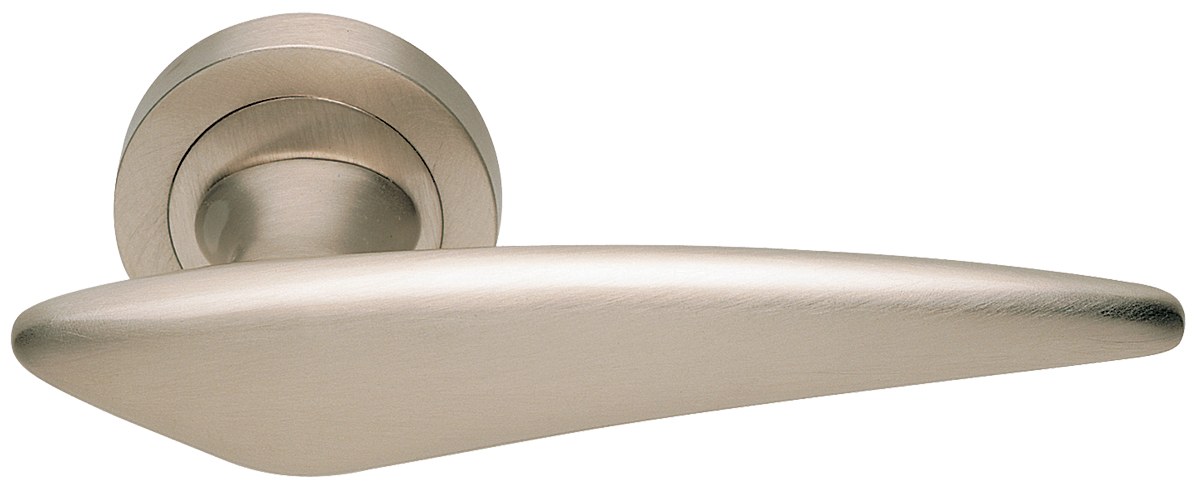 Ручка дверная BOLID R2 NIS раздельная на круглой розетке, цвет матовый никель, латунь фото купить Владивосток