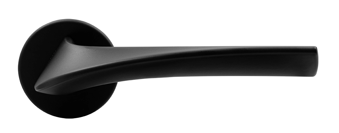 Ручка дверная COMETA R5 NERO-ST на круглой розетке цвет черный soft-touch, ЦАМ фото купить в Владивостоке