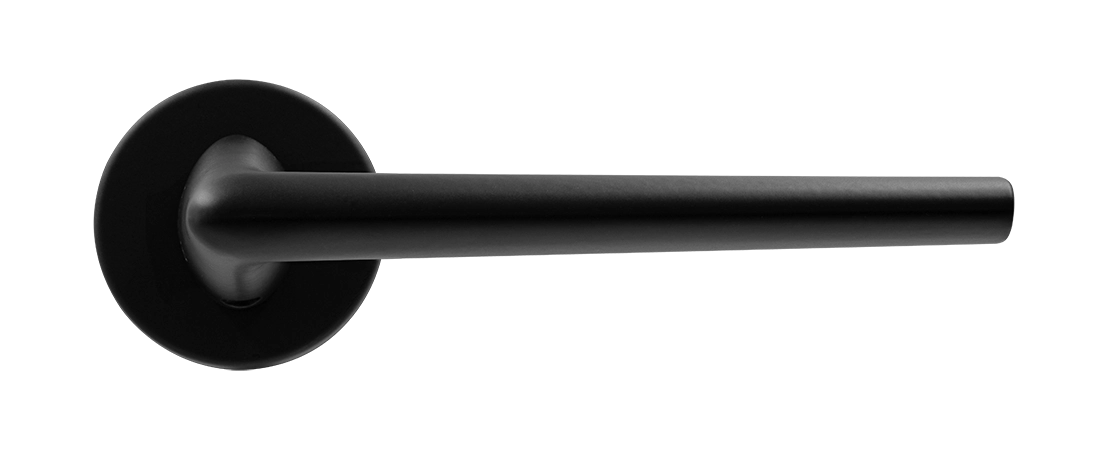 Ручка дверная THE FORCE R5 NERO-ST на круглой розетке, цвет черный soft-touch, ЦАМ фото купить в Владивостоке