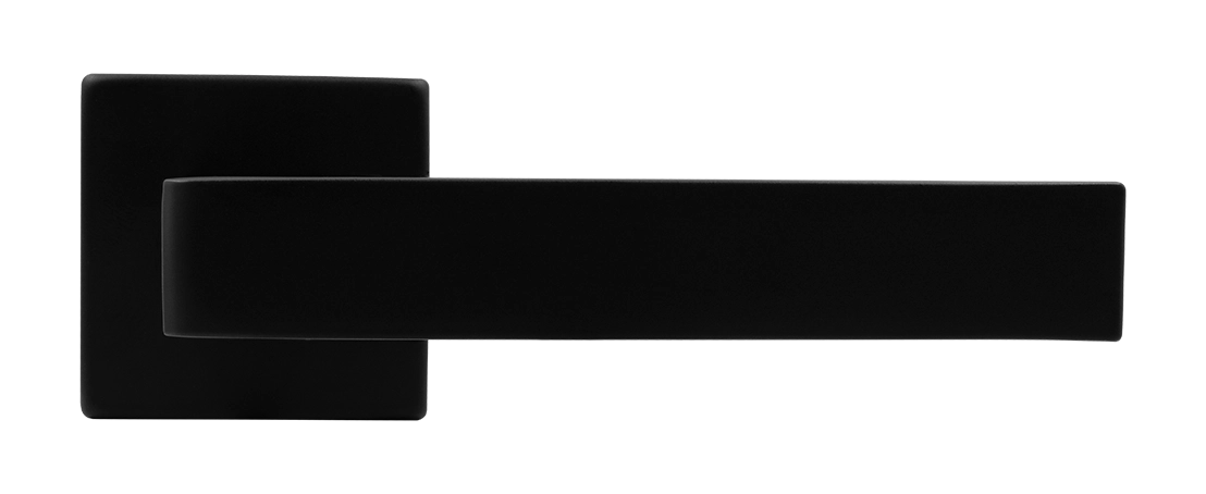 Ручка дверная HORIZONT S5 NERO-ST на квадратной розетке, цвет черный soft-touch, ЦАМ фото купить в Владивостоке