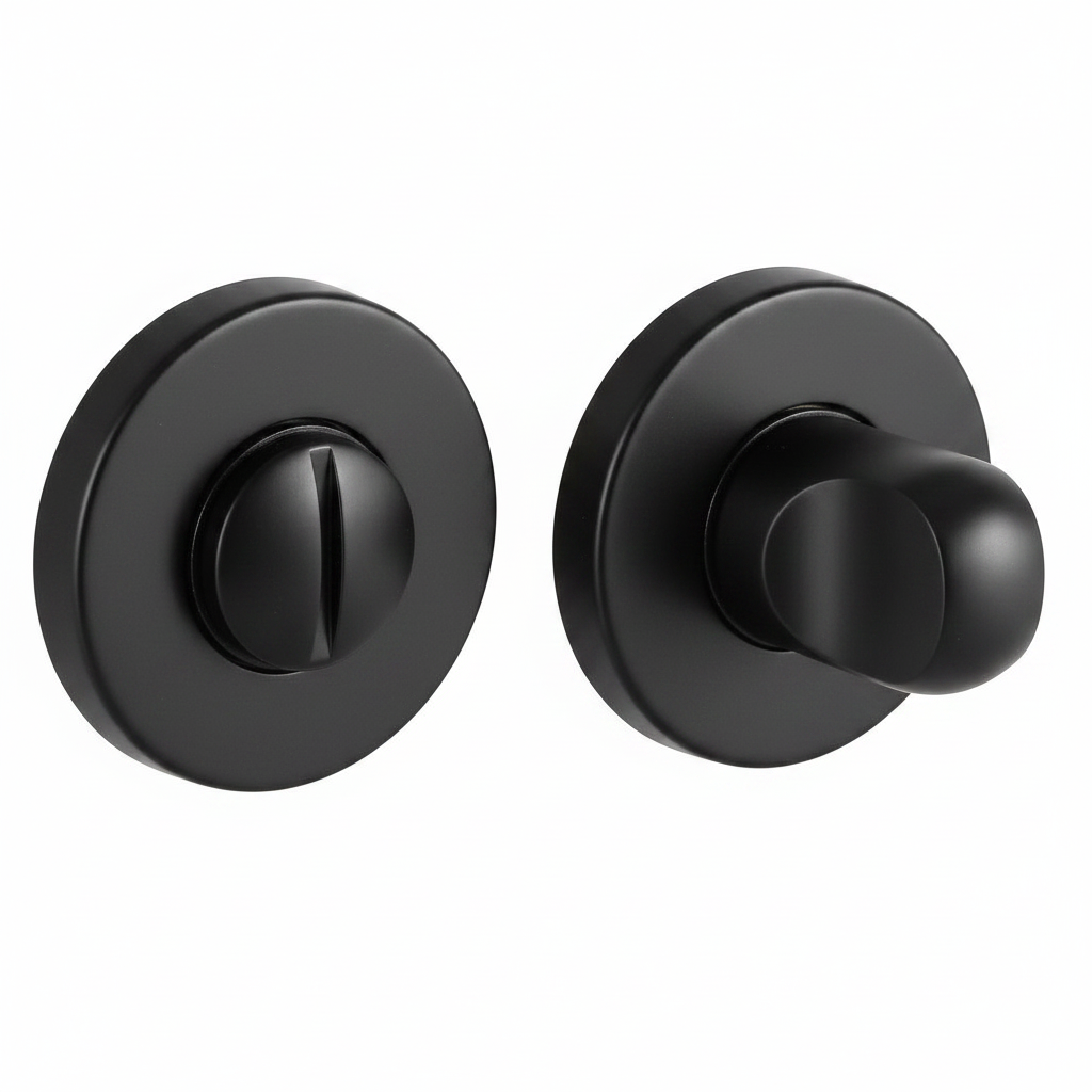 Завертка сантехническая LUX-WC-R3-E NERO-ST на круглой розетке цвет черный soft-touch, ЦАМ фото купить Владивосток