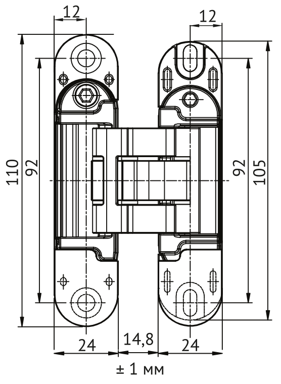 Петля скрытая HH-28 SC врезная с 3D-регулировкой вес полотна до 40 кг, цвет матовый хром фото купить в Владивостоке