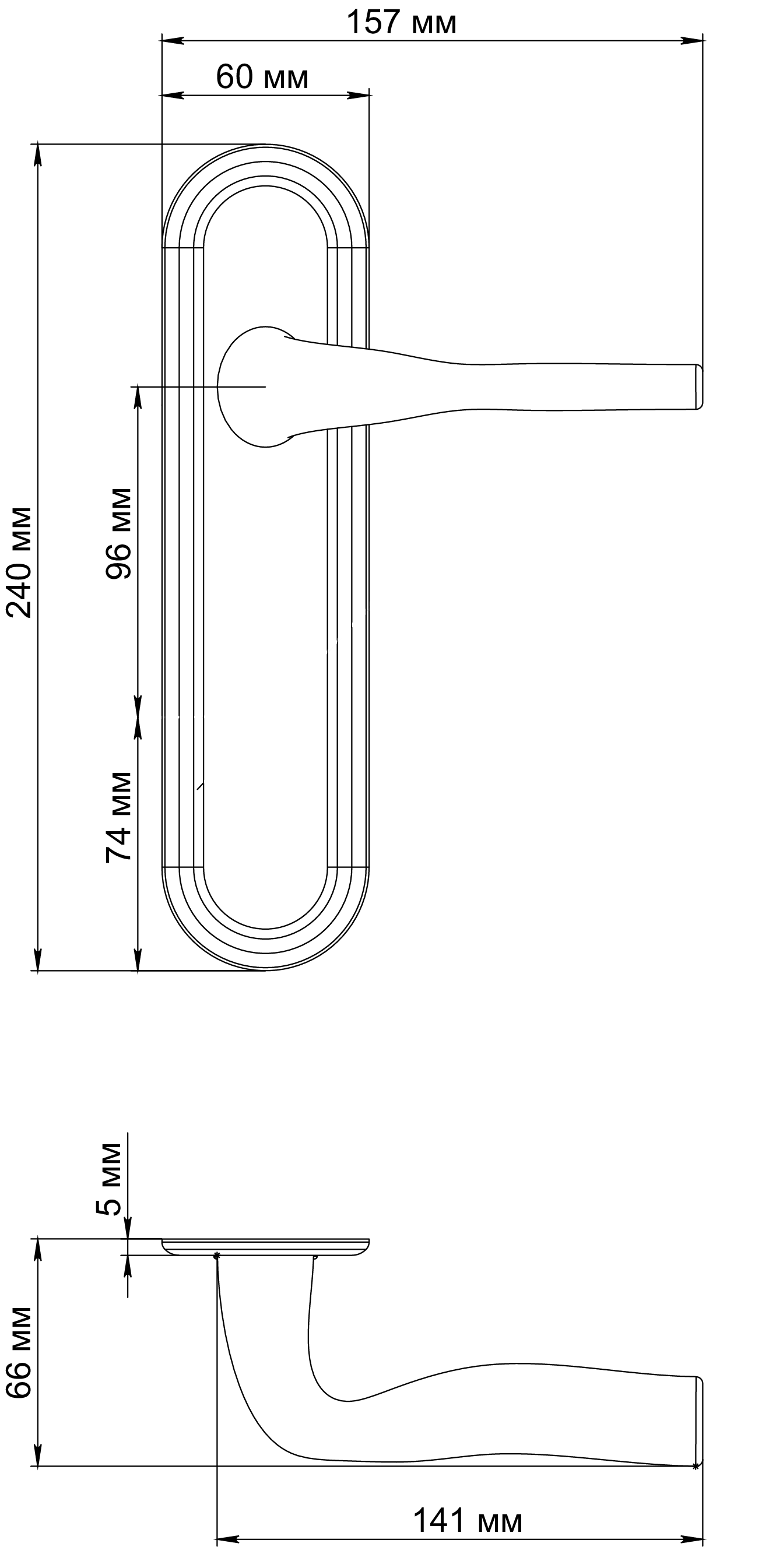 Ручка дверная LVB PLR SST на планке, цвет Летняя гроза/Summer Storm фото фурнитура Владивосток