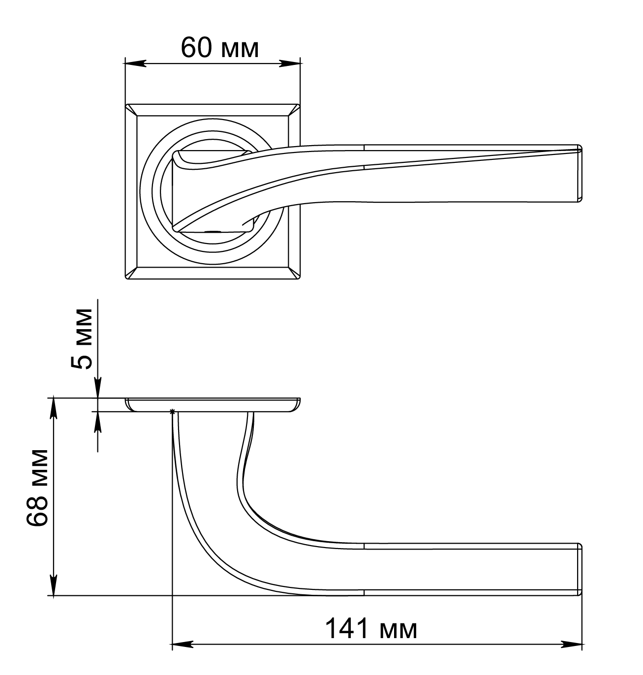 Ручка дверная WD CONCERT HALL S7 SST на квадратной розетке, цвет Летняя гроза/Summer Storm фото фурнитура Владивосток