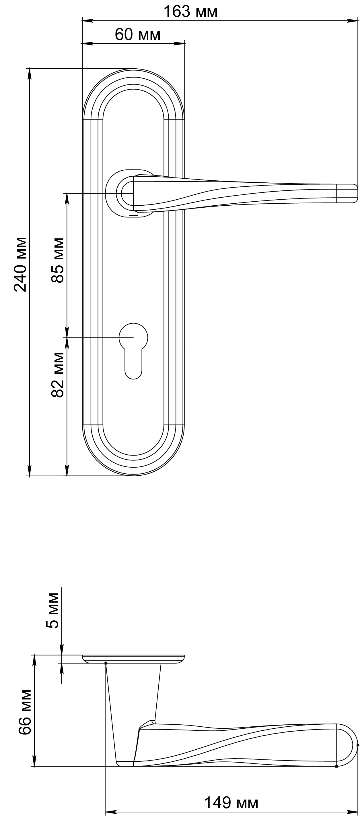 Ручка дверная THE OLYMPICS PLR KH BLANK на планке под ключевой цилиндр, цвет под покраску фото купить в Владивостоке