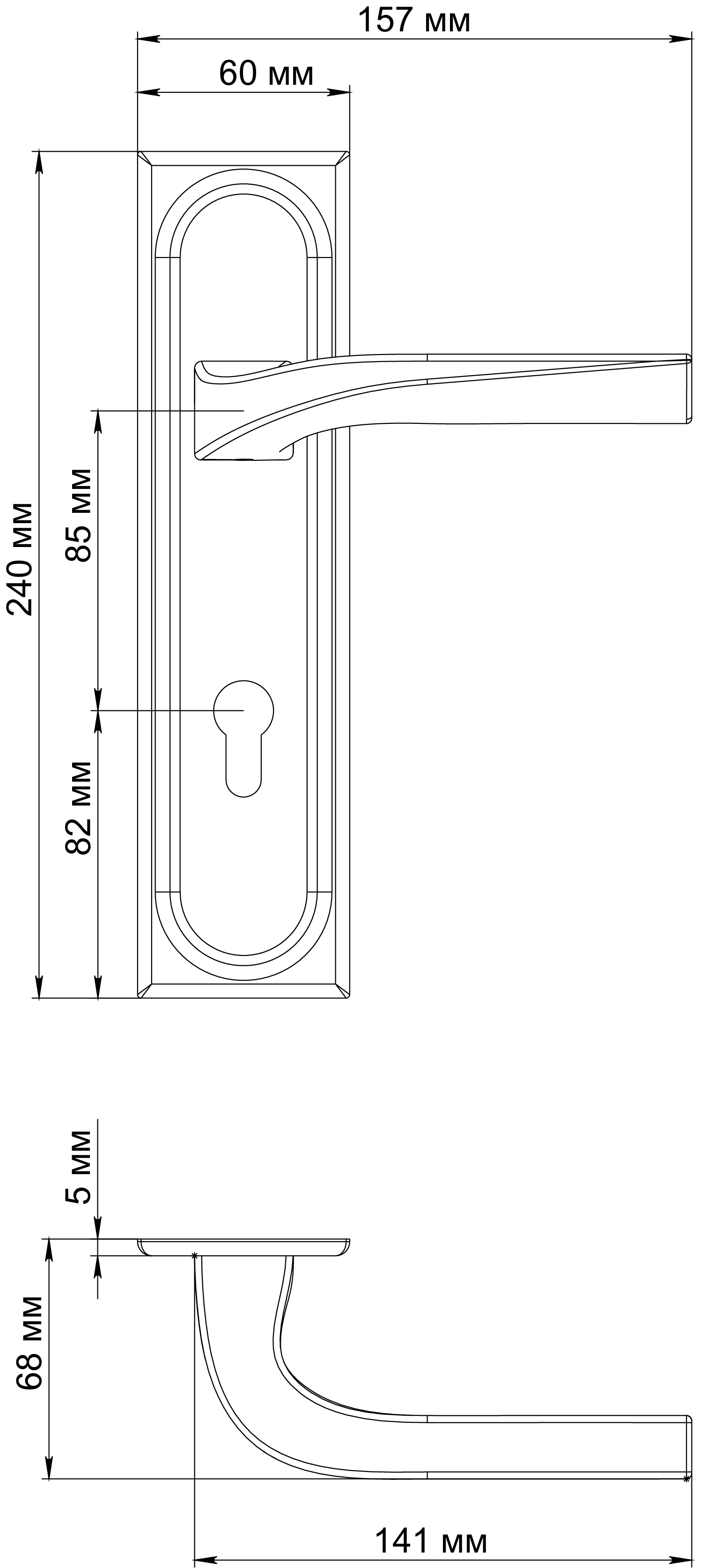 Ручка дверная WD CONCERT HALL PLS KH AH на планке под ключевой цилиндр, цвет Осенний мёд/Autumn Honey фото купить в Владивостоке