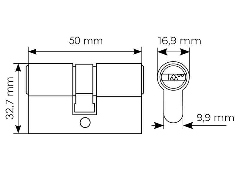 Ключевой цилиндр высокой секретности HS 50C AB (50мм), цвет античная бронза фото фурнитура Владивосток