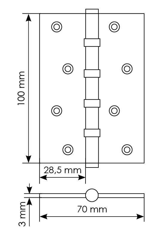 Петля карточная универсальная MBU 100X70X3-4BB COF латунь,врезная,цвет кофе фото купить в Владивостоке