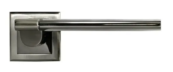 Ручка дверная AGBAR MH-21 SN/BN-S раздельная на квадратной накладке, цвет бел. никель/черн. никель, ЦАМ Light фото купить в Владивостоке