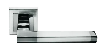 Ручка дверная PANTS MH-35 SN/BN-S раздельная на квадратной розетке, цвет бел.никель/черн. никель, ЦАМ Light