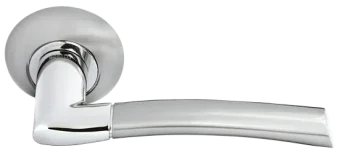 Ручка дверная ПИЗА MH-06 SN/CP на круглом основании, цвет бел.никель/хром, ЦАМ Light