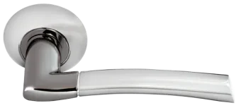 Ручка дверная ПИЗА MH-06 SN/BN раздельная на круглой розетке, цвет бел. никель/черн. никель,ЦАМ Light