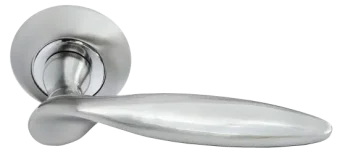 Ручка дверная КУПОЛ MH-09 SN раздельная на круглой розетке, цвет белый никель, ЦАМ