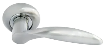 Ручка дверная ПОРТАЛ MH-07 SN раздельная на круглой розетке, цвет белый никель, ЦАМ