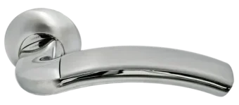 Ручка дверная ПАЛАЦЦО MH-02 SN/CP раздельная на круглой розетке, цвет бел. никель/хром, ЦАМ