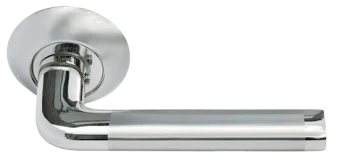 Ручка дверная КОЛОННА MH-03 SN/CP на круглом основании, цвет бел.никель/хром, ЦАМ