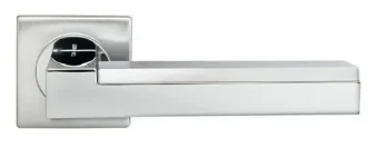 Ручка дверная ISLAND NC-1-S CSA/CRO раздельная на квадратной розетке, цвет матовый хром/хром