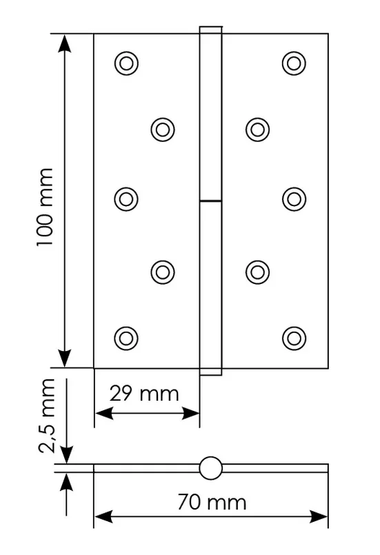 Петля универсальная разъемная MSD 100X70X2.5 AB L стальная левая, врезная, цвет бронза фото купить в Владивостоке