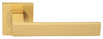 Ручка дверная WATERFALL S2 OSA раздельная на квадратном основании, цвет матовое золото, латунь