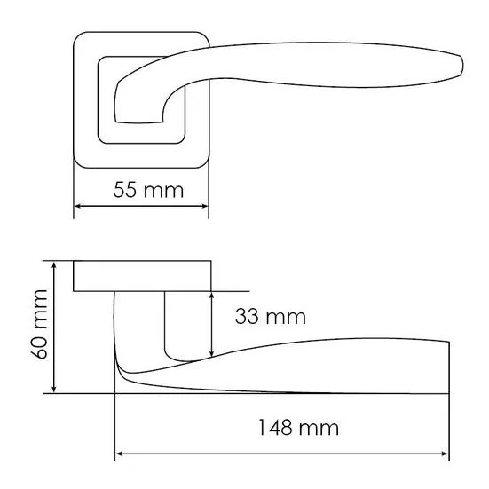 Ручка дверная SHELL MH-45 GR/CP-S55 раздельная на квадратной розетке, цвет графит/хром, ЦАМ Light фото купить в Владивостоке