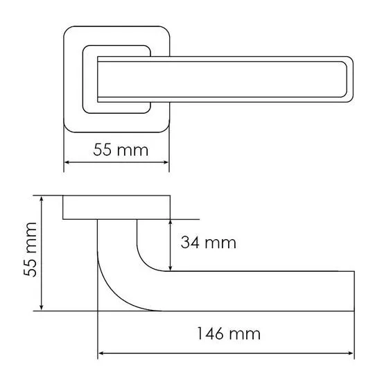 Ручка дверная EON MH-46 GR/CP-S55 раздельная на квадратной розетке, цвет графит/хром, ЦАМ Light фото фурнитура Владивосток